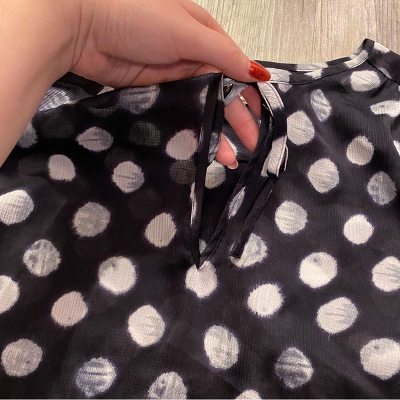 Navy Blue Polka Dot Coldwater Creek Blouse - Picture 8 of 9